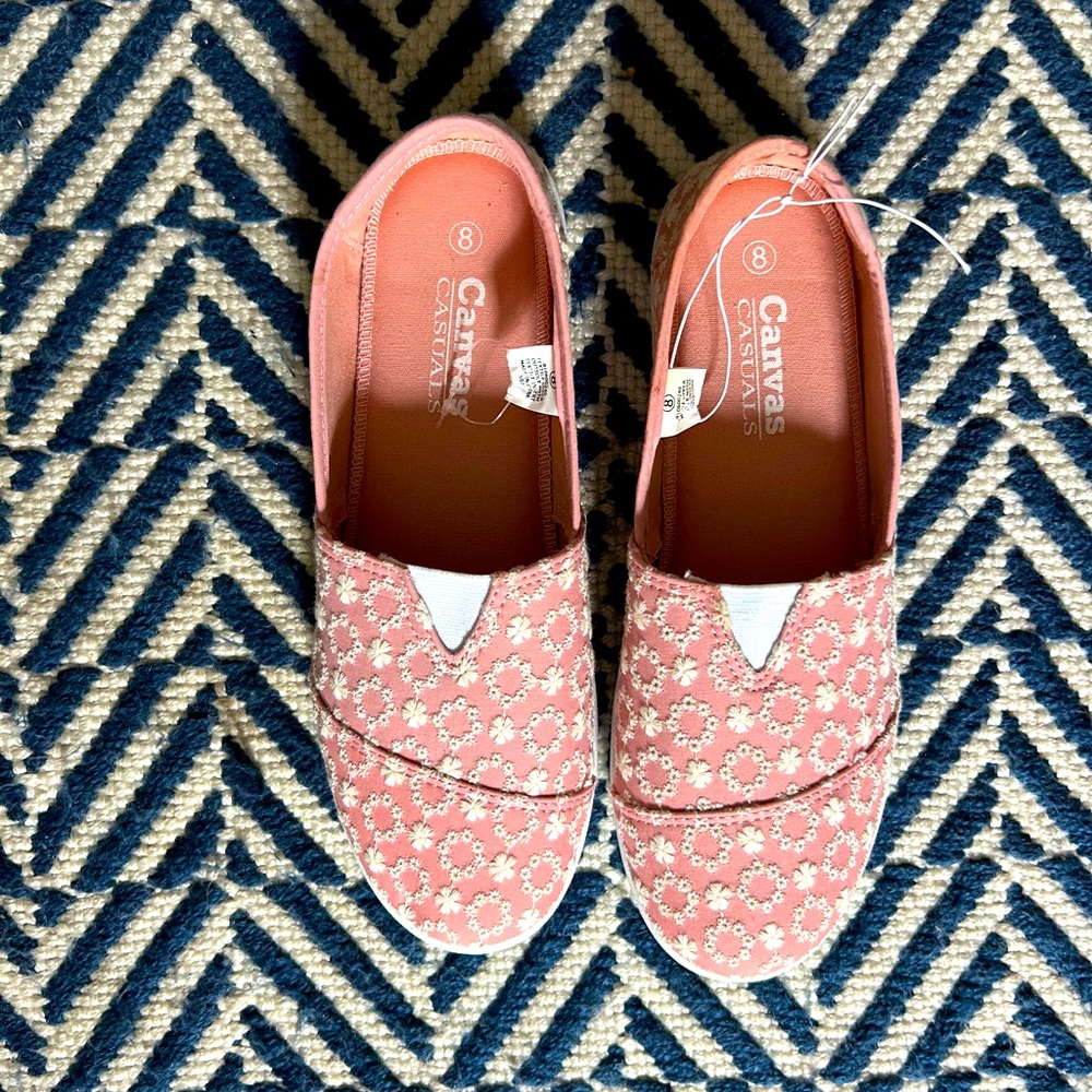NWT Pink Floral Canvas Shoes